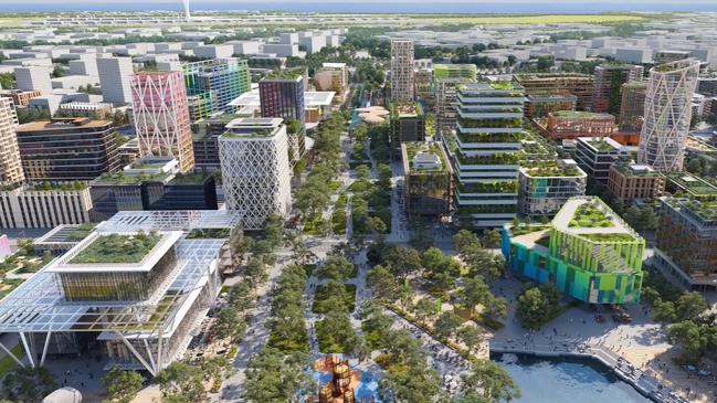 Artist’s impression of the new city of Bradfield in Western Sydney. Picture: Supplied