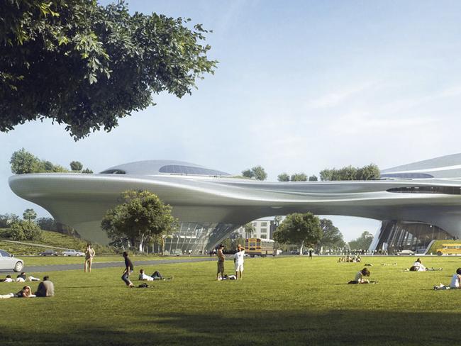 A concept design of the Lucas Museum of Narrative Art. Picture: AP