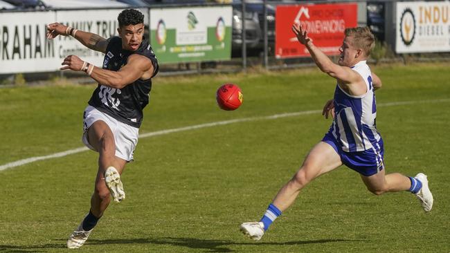 MPFNL: Tyrell Lafituanai gets a kick for Rosebud. Picture: Valeriu Campan