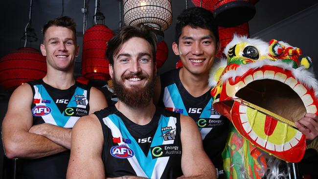 Robbie Gray, Charlie Dixon and Chen at Chinese restaurant Concubine. Picture: Sarah Reed.