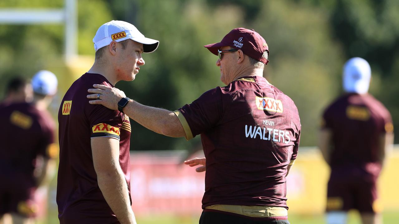 Coach Kevin Walters chats to his son Billy.