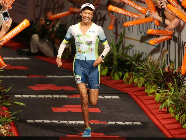 Turia Pitt competing in the Ironman World Championships in Kona, Hawaii in 2016. Picture: Michael Klein