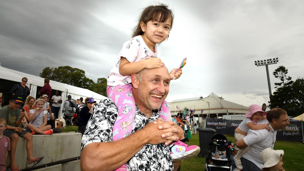 Dancing along with Bluey, Jeff and Emma Aurisch. Heritage Bank Toowoomba Royal Show. Saturday March 26, 2022