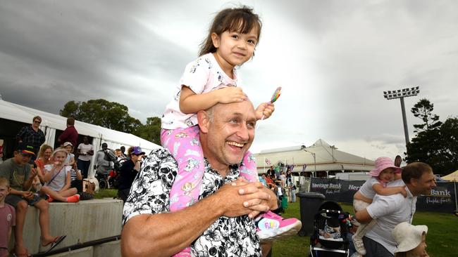 Dancing along with Bluey, Jeff and Emma Aurisch. Heritage Bank Toowoomba Royal Show. Saturday March 26, 2022