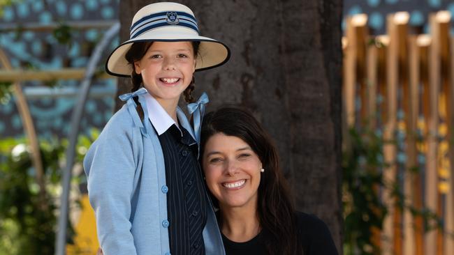 Walford has a new all-seasons uniform for 2025. Walford girl Coco, 9, wearing their new uniform at the school with her mum Dena Smith. Photo: Naomi Jellicoe