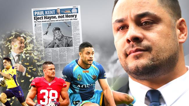 Jarryd Hayne’s glittering sporting career has ended in disgrace. Digital art: Boo Bailey