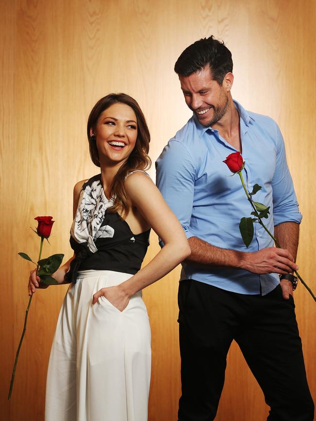 Flashback: Bachelor Sam Wood, right, with 2016 Bachelorette Sam Frost, right. Picture: Supplied.