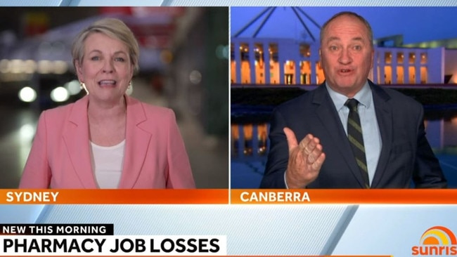 Barnaby Joyce and Tanya Plibersek clashed during the lively Sunrise interview. Picture: Supplied / Channel 7