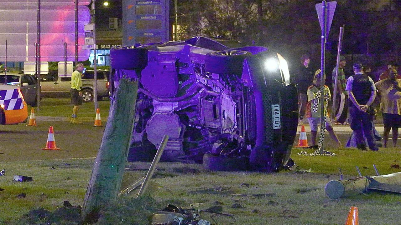 A man was flown to Gold Coast University Hospital following a high speed two car crash following a police pursuit in Bent Street, South Grafton on Saturday, February 19. Picture: Frank Redward