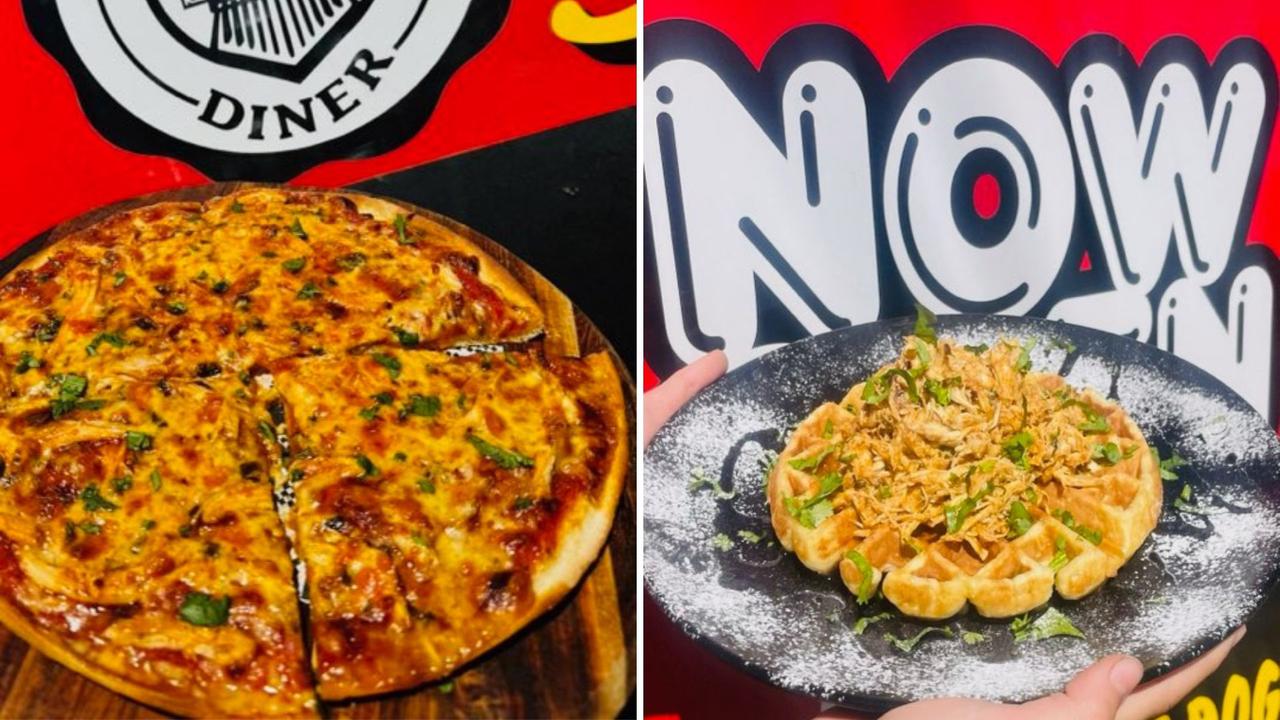 The Krazy Diner's laksa pizza and laksa waffles as part of 2024 Laksa Festival. Pictures: Supplied