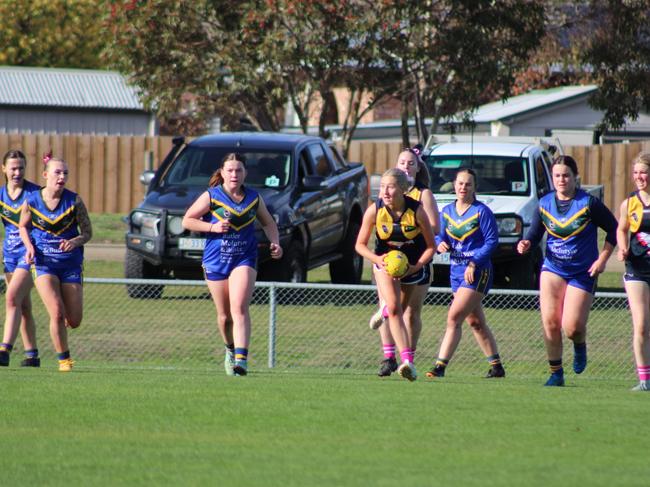 SFLW Community League - Action from Sorell v St Virgils during the annual Pink Sock-Carolyn Birch Memorial Match. Picture: Jake Garland