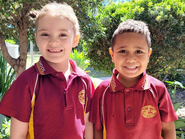 There has been a 50 per cent drop in student numbers at Coppabella State School. Pictured are preppies Avah Blanch and Noah Smallwood. Picture: Contributed