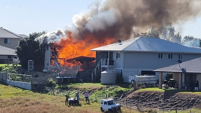 Kilcoy resident Michael McMillan captured these frames of a house fire at Kilcoy. Picture Michael McMillan/Facebook