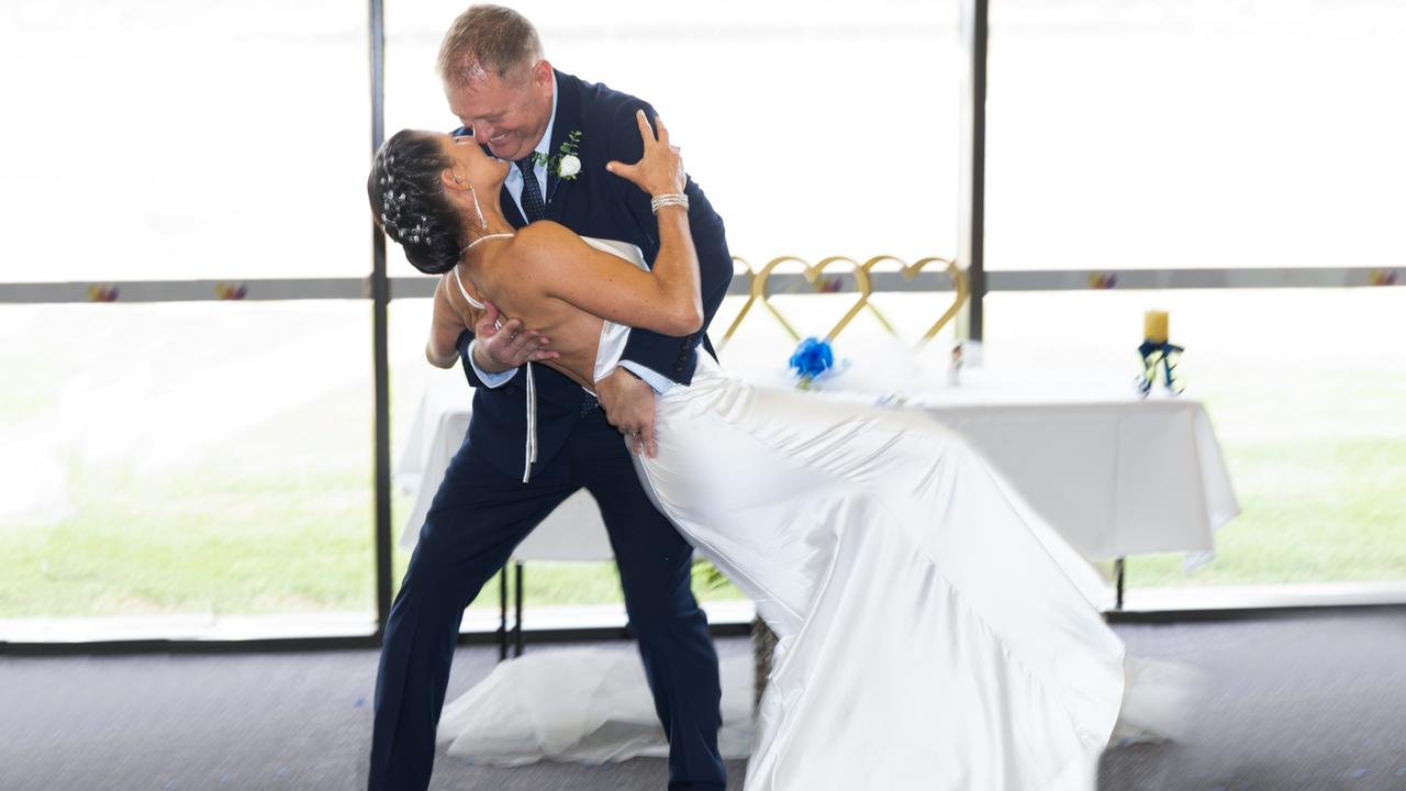 Rachel and David Wigan recently got married and were the first couple to get married at Wellcamp Airport, after a traumatic incident saw Rachel's hand almost completely severed by a lawn mower. Picture: Jacqueline Hudson