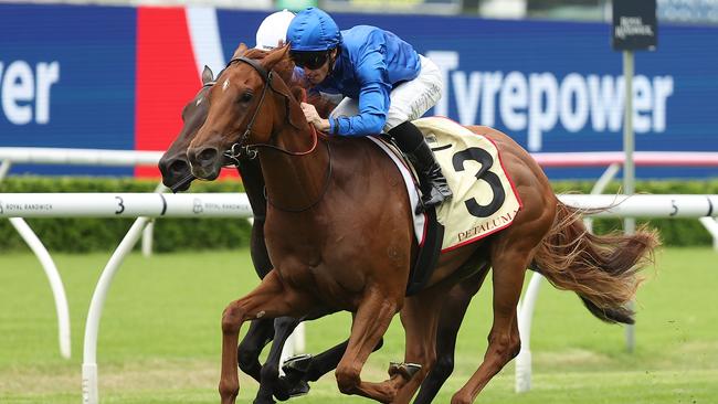 SYDNEY, AUSTRALIA - MARCH 08: James McDonald riding Tempted win Race 3 Petaluma Riesling Stakes during Sydney Racing at Royal Randwick Racecourse on March 08, 2025 in Sydney, Australia. (Photo by Jeremy Ng/Getty Images)