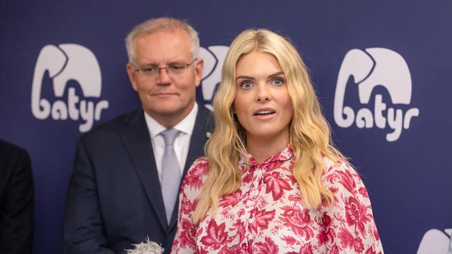 Prime Minister Scott Morrison and Erin Molan. Picture: Jason Edwards.