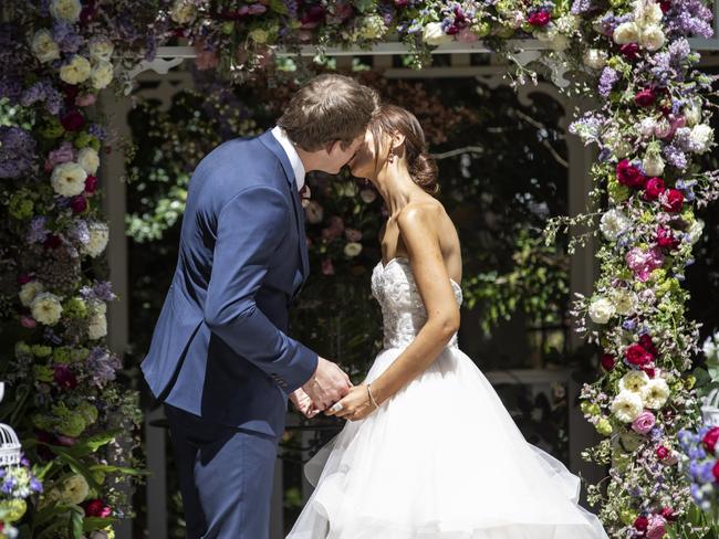 Former NTFL footballer Sebastian Guilhaus married Lizzie Sobinoff on Married At First Sight on Monday. PICTURE: Channel 9