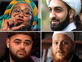 Clockwise, from top left: Yassmin Abdel-Magied, Sheikh Mohammad Tawhidi, Sheikh Shady Alsuleiman and Zaky Mallah.