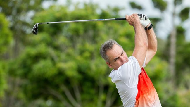 Michael Hamilton at the Bank of Queensland charity golf day at North Lakes Resort Golf Club (AAP Image/Richard Walker)