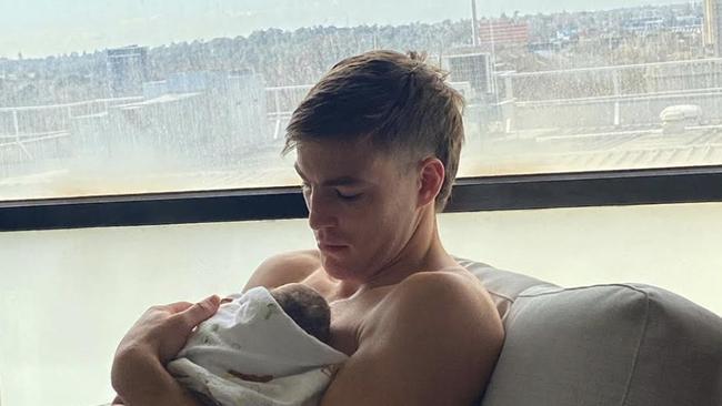 Jack and Charlotte Viney with their baby Mila. Pic: Instagram