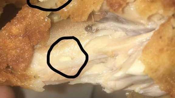 Melissa Cavanagh posed the photo on Facebook that she was "feeling disgusted" after finding the maggot in her KFc meal at Casino.