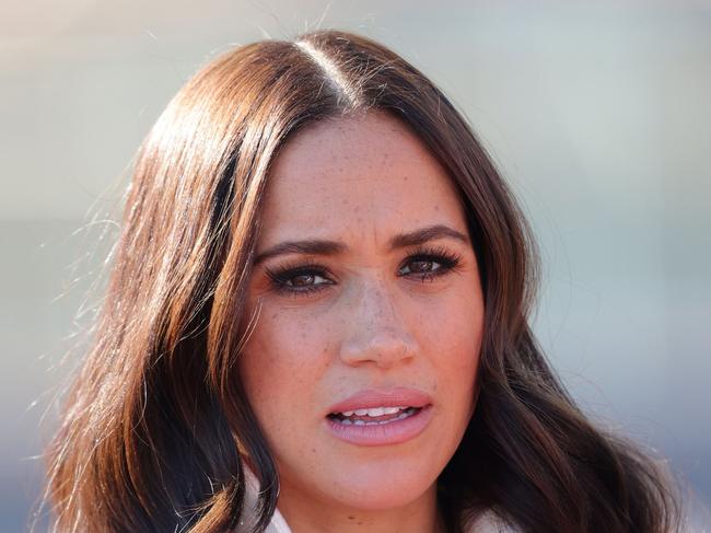 THE HAGUE, NETHERLANDS - APRIL 17:  Meghan, Duchess of Sussex attends the Athletics Competition during day two of the Invictus Games The Hague 2020 at Zuiderpark on April 17, 2022 in The Hague, Netherlands. (Photo by Chris Jackson/Getty Images for the Invictus Games Foundation)