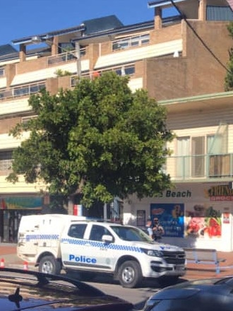 Police outside the supermarket on Sunday morning. Picture: Facebook