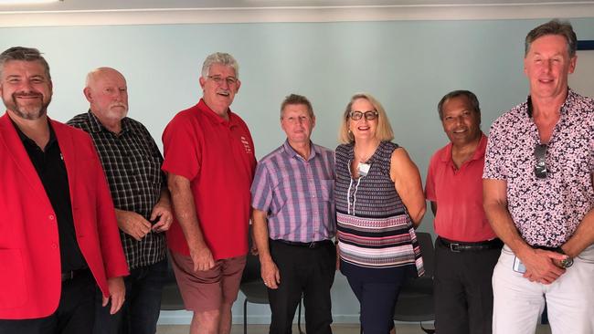 Logan mayoral candidates at this afternoon’s meeting which decided to limit the number of volunteers at polling booths in a bid to stem the spread of coronavirus.