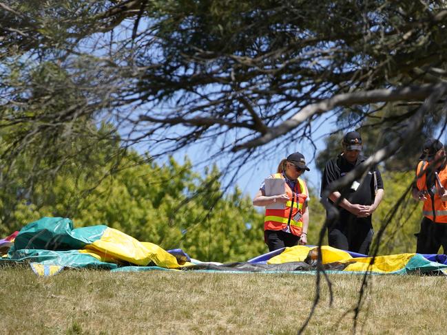 Scene at Hillcrest Primary School in Devonport where two children have been killed and several others are in a critical condition after an accident involving a jumping castle.  Picture: Rob Burnett