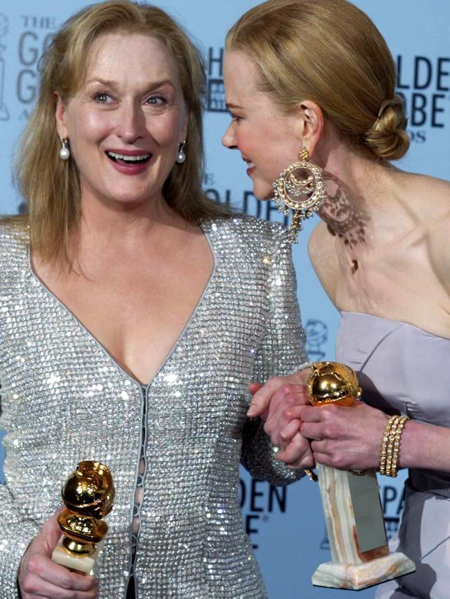 Meryl Streep (L) and Nicole Kidman (R) won Golden Globes in 2003 for Adaptation and The Hours. Picture: AFP