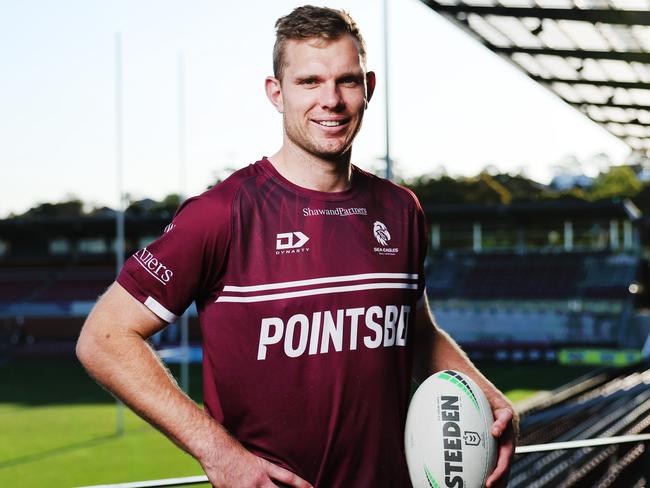 Tom Trbojevic is overcoming huge physical pain to finish off the season for Manly. Picture: Rohan Kelly