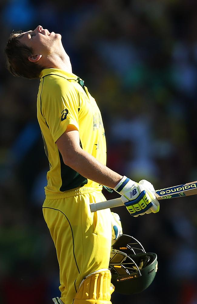 Australia's Steve Smith looks to the heavens as he reaches his century during ICC Cricket World Cup Semi Final between Australia and India at the SCG. pic. Phil Hillyard
