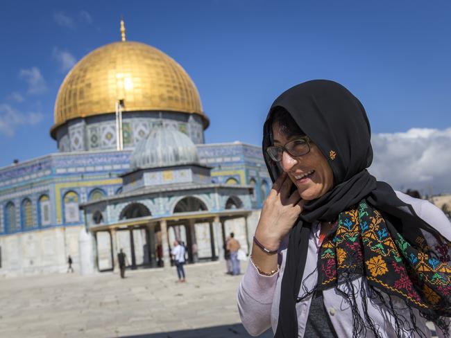 JERUSALEM, ISRAEL - JUNE 1:  Susan Abulhawa, a Palestinian-American writer and human rights activist, visits the Al Aqsa mosque whilst travelling with the 2014 Palestine Festival of Literature on June 1, 2014 in Jerusalem, Israel.  The festival is an annual event that aims to bring a cultural festival of international standard to audiences in Palestine to assert "the power of culture over the culture of power."  (Photo by Rob Stothard/Getty Images)