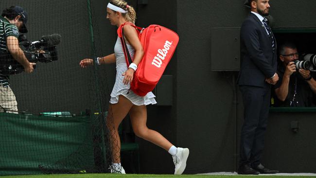 Victoria Azarenka leaving Court 1. Picture: Glyn Kirk/AFP