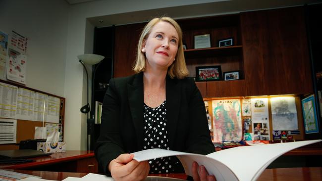 NT Treasurer Nicole Manison with a copy of the 2019-20 Budget papers. Picture:  Glenn Campbell