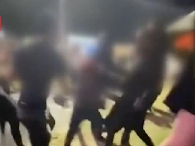 Dozens of teenagers brawled in front of families at the Moomba Festival. Picture: 7News