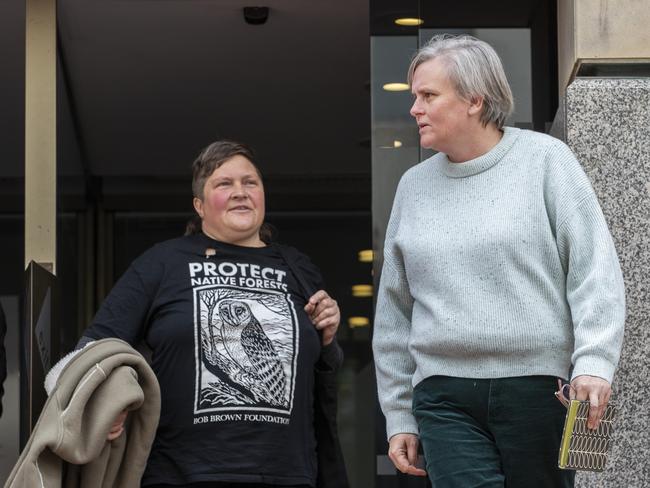 Ali Alishah supporters Colette Harmsen and Jenny Weber leave the Hobart Magistrates Court. Picture: Chris Kidd