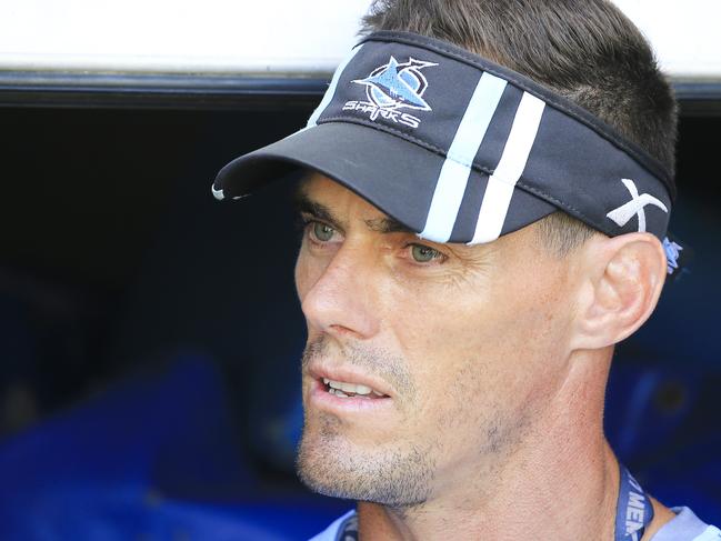 Cronulla Sharks coach John Morris at a whole club training session with 160 players from Harold Matthews to NRL at Cronulla High School fields. Picture: Dylan Robinson