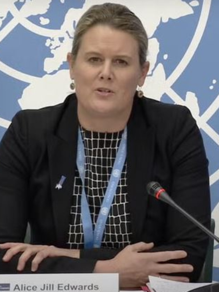 UN special rapporteur on torture, Dr Alice Jill Edwards, called the indefinite sentences ‘inhumane’. Picture: UN Human Rights Council