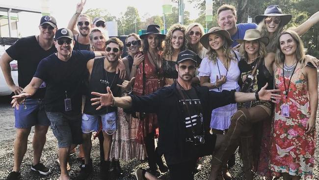 Chris Hemsworth, Matt Damon, their wives and other friends at the Bluesfest at Byron Bay in Easter this year. Picture: Instagram/@chrishemsworth