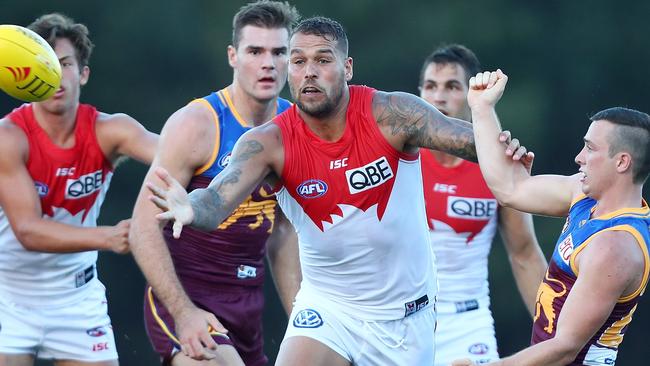 Lance Franklin booted four goals against the Lions. Picture: Getty Images