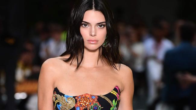 Kendall Jenner on the Versace runway in Milan last week. Picture: AFP