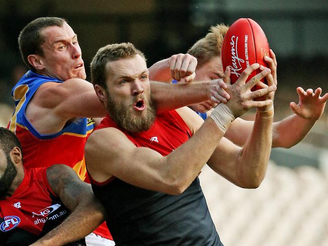 Melbourne’s Max Gawn is averaging career-high numbers. Picture: Colleen Petch