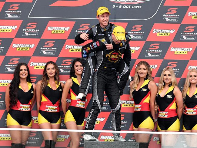 David Reynolds and co driver Luke Youlden after winning the Bathurst 1000 crown last year. Picture: AAP