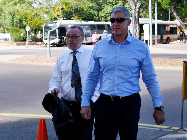 Former NT Police Assistant Commissioner Peter Bravos arrives at the Darwin Local Court ahead of his committal hearing in June last year. Picture: KERI MEGELUS
