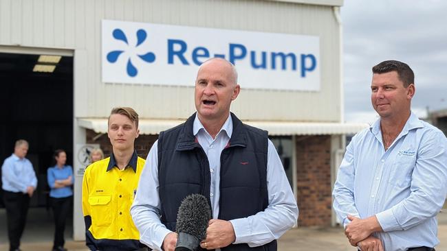 Glenn Butcher with new apprentice Byron West and Re-Pump managing director Gary Callaghan.