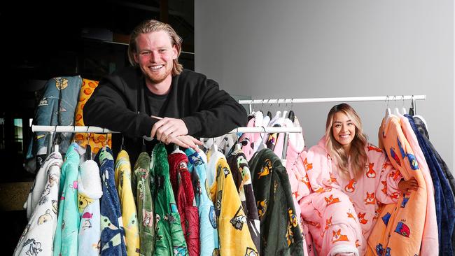 Davie Fogarty is the founder of Oodie. He is pictured withs ocial media specialist Linda Huynh. Picture: Sarah Reed