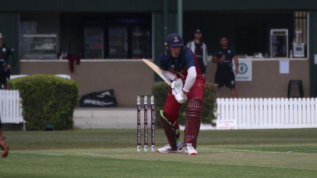 Premier cricket first grade action between South Brisbane and UQ. 17 September, 2023.