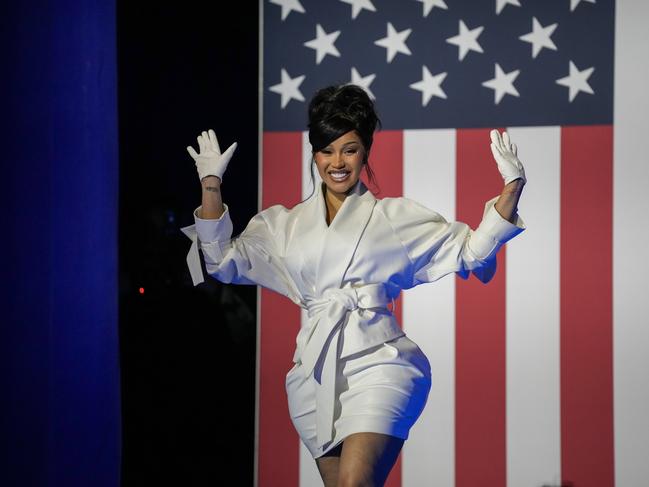 Cardi B appeared at a campaign rally for Democratic presidential nominee, US Vice President Kamala Harris in Wisconsin last week. Picture: Getty Images.