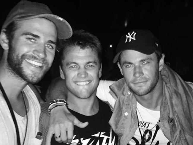 Liam, Luke and Chris Hemsworth at Falls Festival in Byron Bay. Picture: Instagram